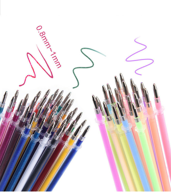 Spidol isi ulang 24 warna pena Gel cat air ganti perlengkapan Flash Ballpint pena Gel sorot isi ulang pena lukis warna menggambar