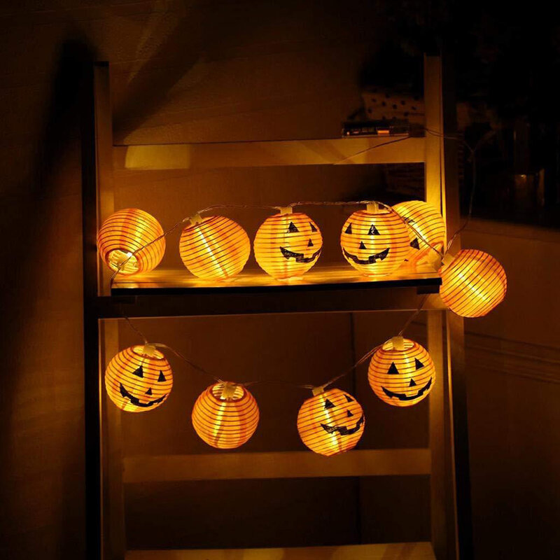10/20/30 LED Halloween Lampu Tali Lentera Labu Surya Halloween 3D Lampu Labu Dalam Ruangan Luar Ruangan Dekorasi Rumah