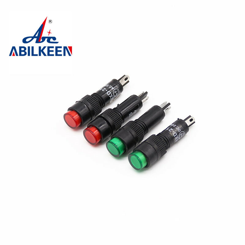 1PCS DC 12V 8mm 2pins Panel Mount Red, yellow, blue, green whiteNeon Indicator Pilot Signal NXD-215 switch