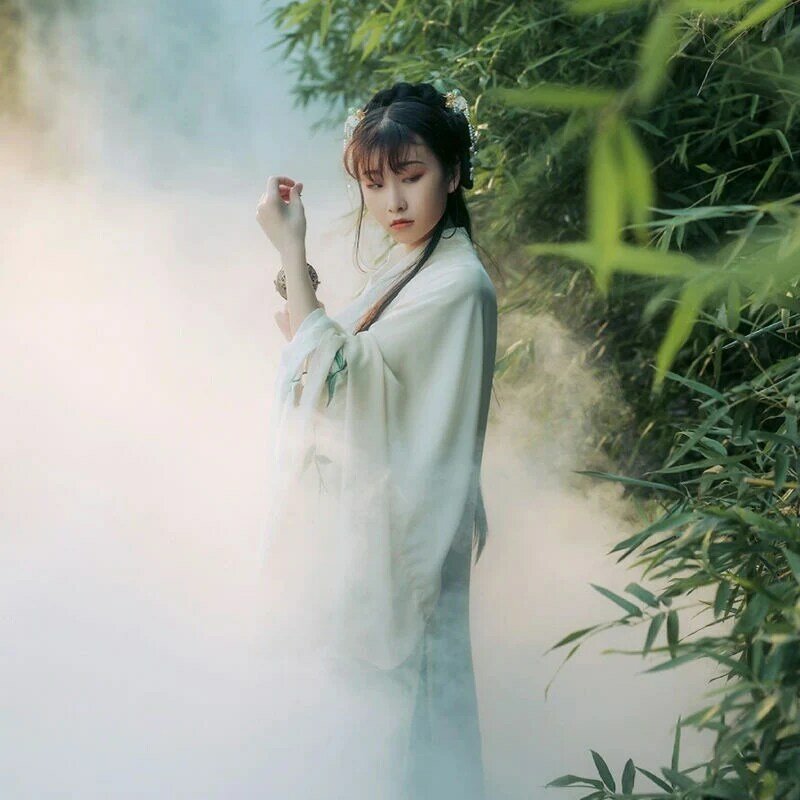 ผู้หญิงโมเดิร์นชุดสไตล์จีนเสื้อผ้า Tang Hanfu Big Sleeve สูทสวมใส่ทุกวันจีนโบราณ Fairy ประสิทธิภาพสีเขียว
