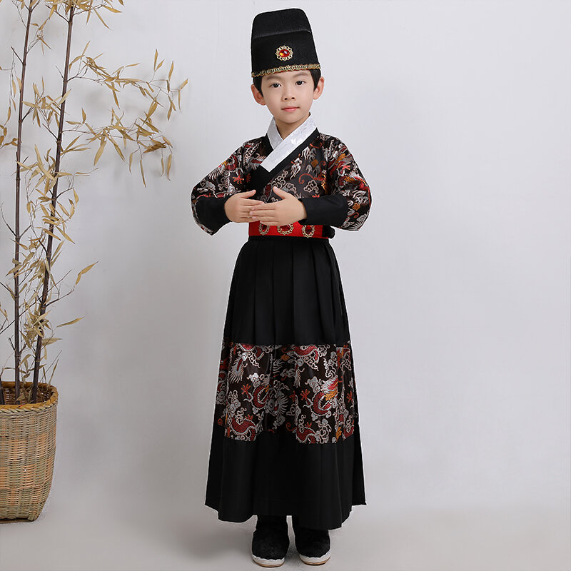 Boy Warrior Stage Robe Chinese Traditional  New Year Clothes Kids Tang Suit Performance Hanfu  Ming storm troopers Cosplay