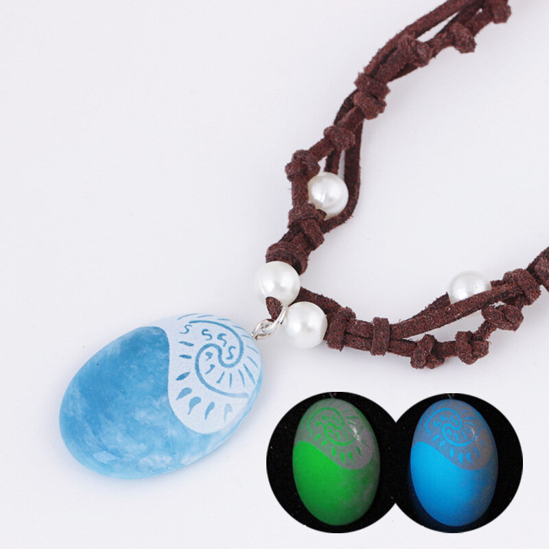 2019 romantik Blau Stein Leucht Anhänger Polynesien Prinzessin Cos Moana Ozean Seil Kette Halskette Für Frauen Weibliche Schmuck