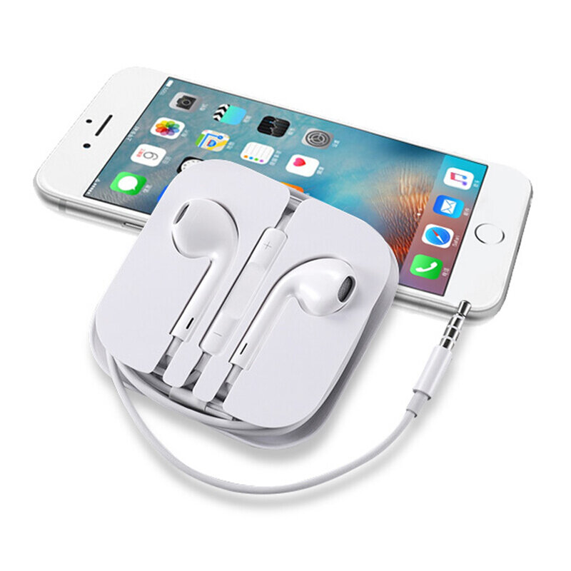 Dźwięk Stereo 3.5mm Jack w uchu słuchawki dla iPhone 6 6S Plus 5S 5 SE iPad przewodowe słuchawki douszne z mikrofonem słuchawki muzyczne