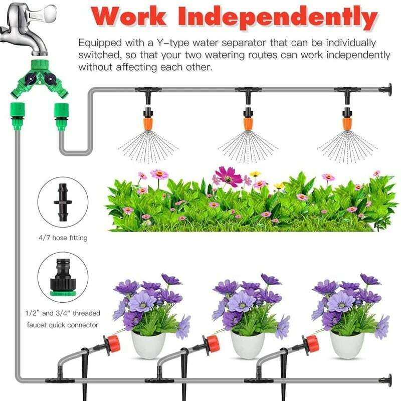 ガーデン自動点滴灌漑セット、 30 メートル調整可能なミニdiy灌漑キット、 1/4 インチヘビーデューティチューブ散水キットパティオ芝生