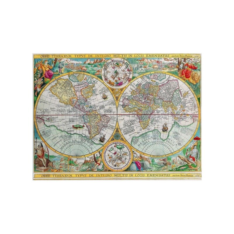59*42Cm 1594 Peta Antik Kanvas Lukisan Orbit Perubahan Dalam Lokasi Dinding Seni Poster Dekoratif Poster Rumah Kantor Dekorasi