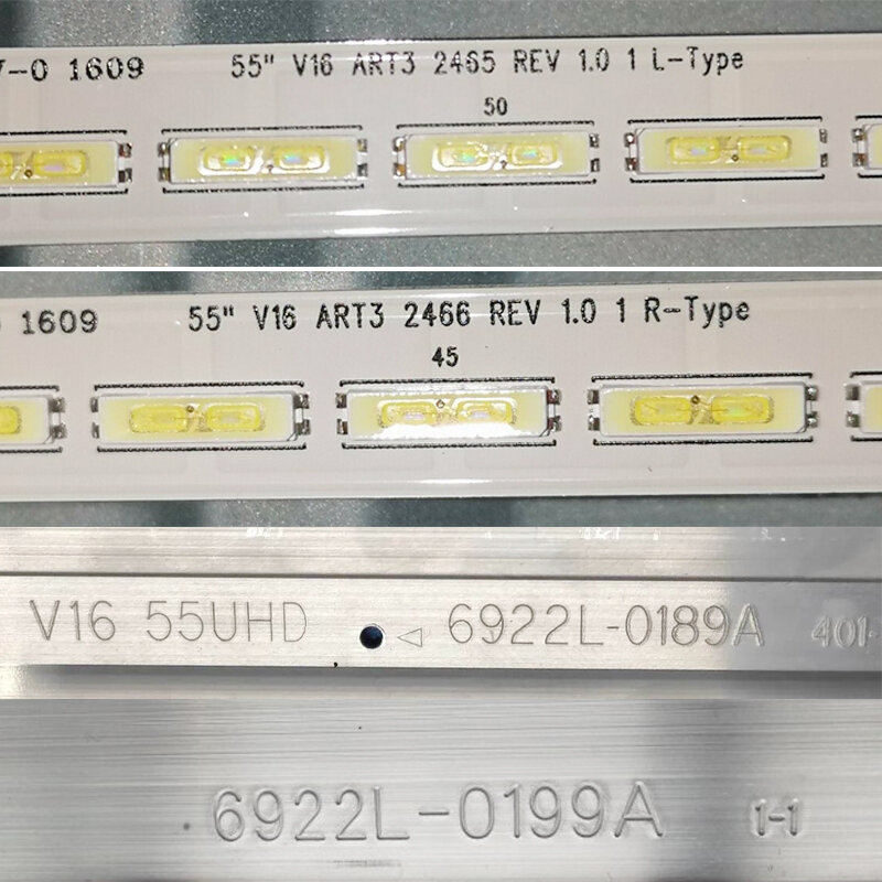Barras de matriz LED para LG 55UH7900 55UH7920 55UH770V, Kit de tiras de retroiluminación LED, bandas de lentes de lámparas LED de 55 "V16 ART3 2465 2466 L R