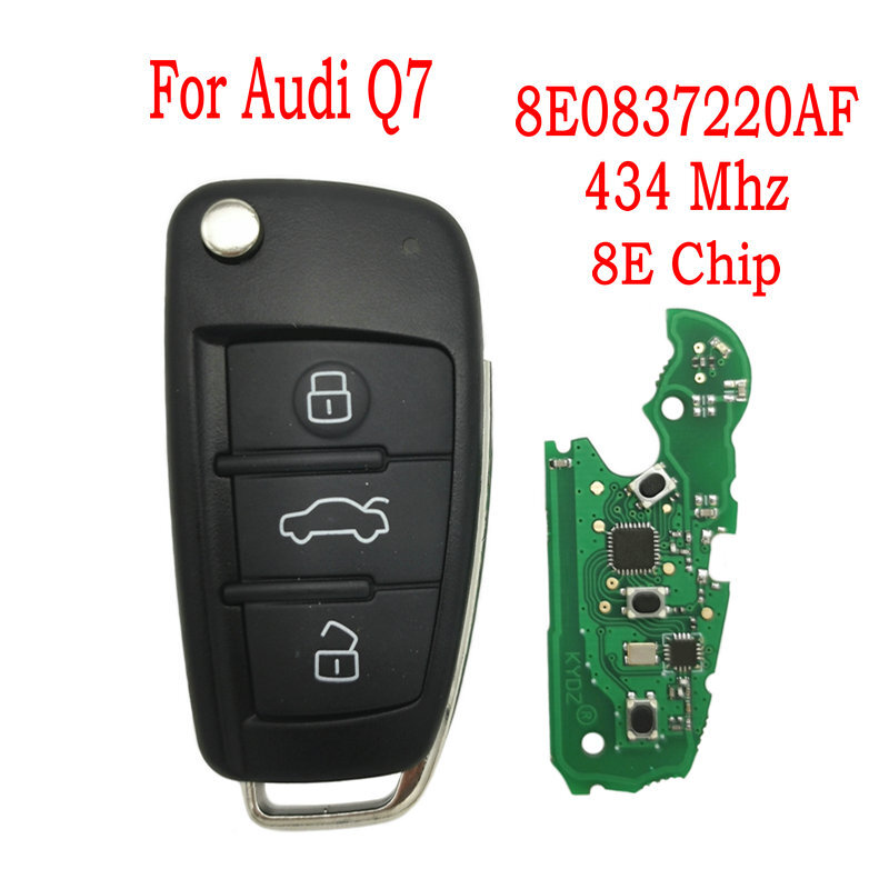 Datong Wereld Auto Afstandsbediening Sleutel Voor Audi Q7 Fccid 8E0837220AF 433 Mhz 8E Chip Auto Smart Controle Vervang Flip Sleutel
