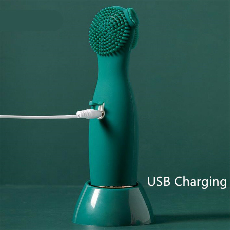 USB Sạc Đa Năng Siêu Âm Điện Làm Sạch Da Mặt Bàn Chải Silicone Mụn Đầu Đen Tẩy Bụi Chăm Sóc Da Công Cụ 30