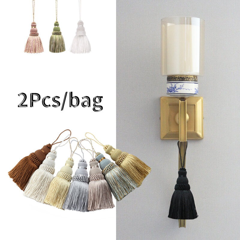 2Pcs Gold Tassel Hanging Pendant Decorative Curtains Accessories Key Tassels For Curtain Tieback DIY Craft Tassel Fringe Trim