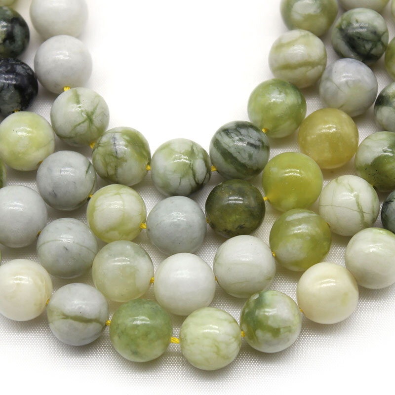 Natürliche Grün Blau und Weiß Jade Stein Lose Spacer Perlen 6/8/10mm für Schmuck Machen DIY zubehör Geschenke Armband Halskette