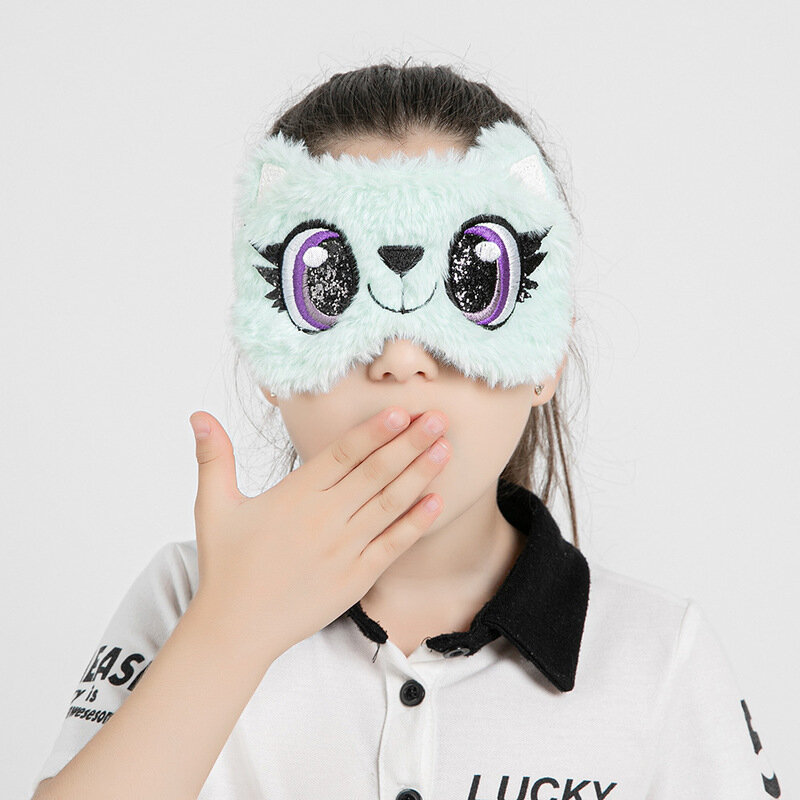 Vendita calda peluche Panda Sleeping Mask eyeppatch Cartoon Eye Cover per Eye Travel Relax Sleeping Eye Mask Soft Silk
