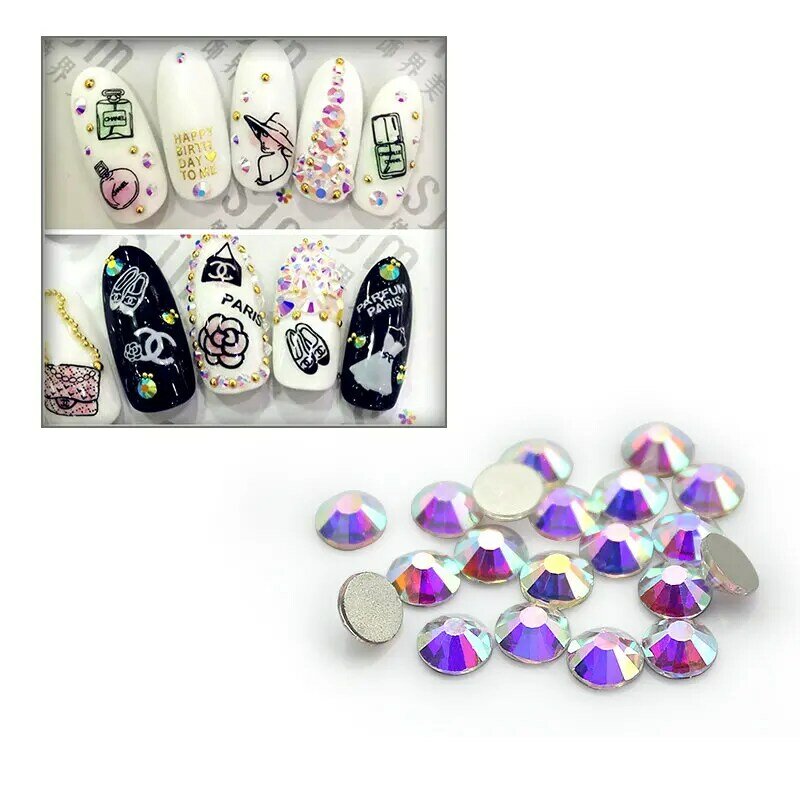 QIAO-gemas de espalda plana para manualidades, diamantes de imitación redondos de cristal para arte de cara de uñas, costura y tela, ropa, zapatos, bolsas, decoración DIY