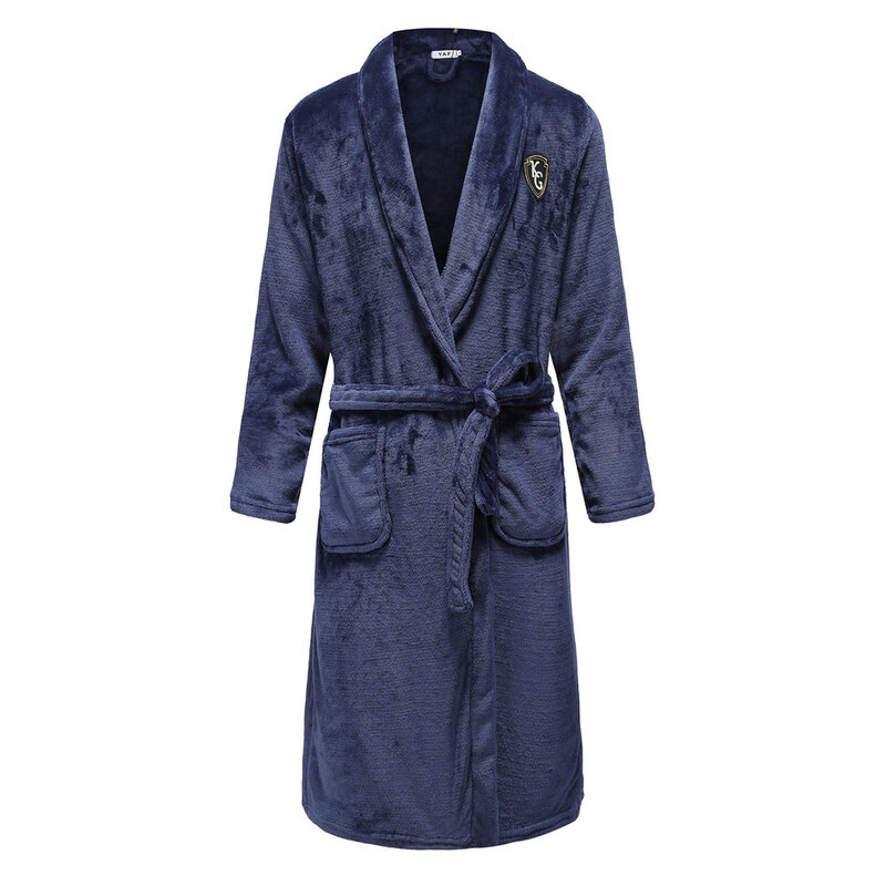 Robe de nuit en flanelle pour homme, pyjama, Kimono, peignoir, ceinture, vêtements chauds pour la maison, collection automne et hiver