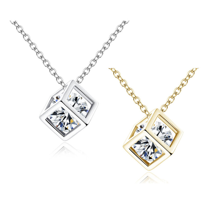 New Arrival Crystal Rhinestone Pendant Necklace For Women Fashion Gold/Silver Color Square Clavicle Necklace Wedding Jewelry