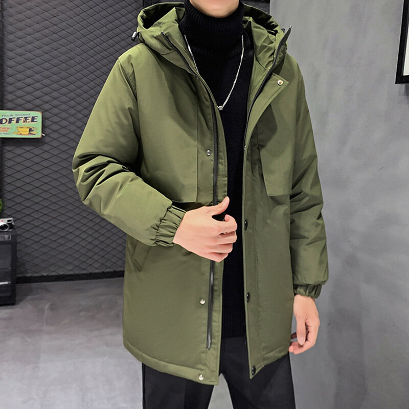 Мужской длинный пуховик, теплая куртка с капюшоном и мягкой оболочкой, ветровка для мужчин, новинка зимы 2021