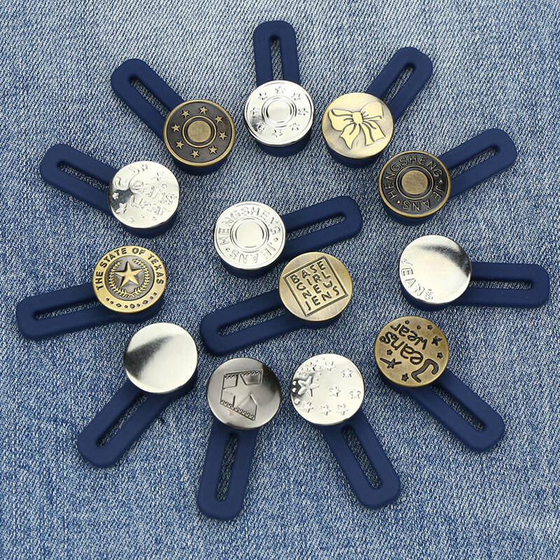 Botões retráteis de metal para costura, botões para roupas em jeans ajustáveis, aumento da cintura, botão extendido