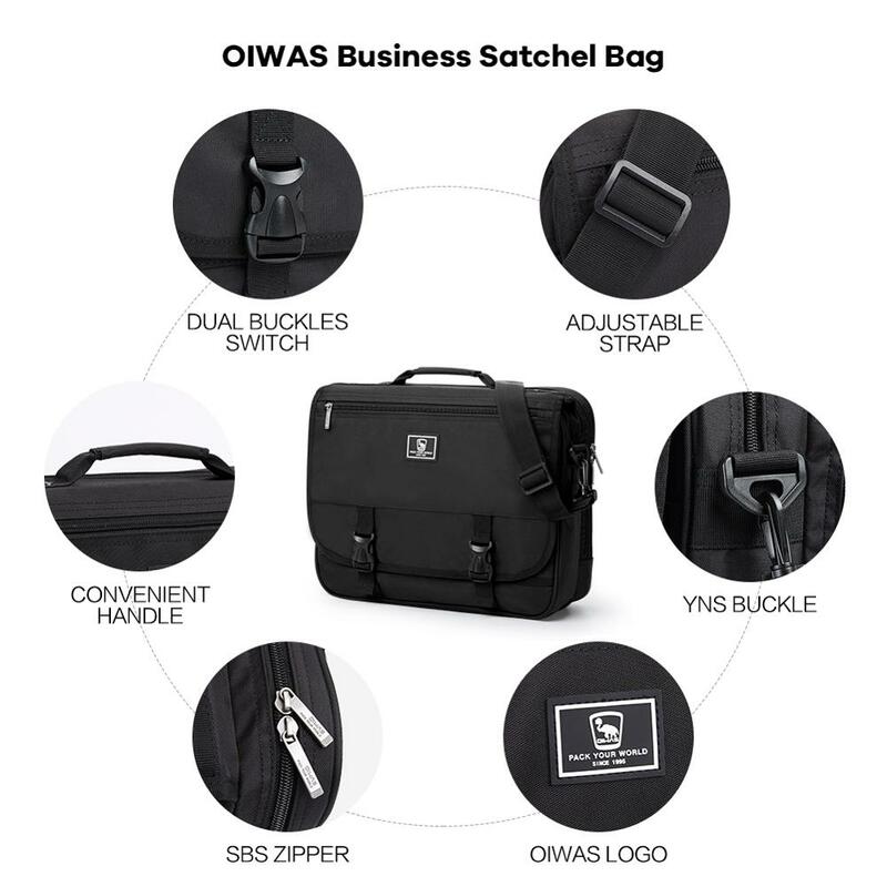 Oiwas-Bolsa Crossbody Laptop Multifuncional para Homens, Sacos Do Mensageiro Do Ombro Do Sling, Bolsa Impermeável Do Negócio Do Curso, De Boa Qualidade