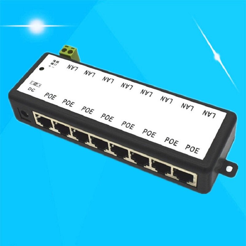 Inyector PoE con 4 puertos y 8 puertos, adaptador de corriente, fuente de alimentación Ethernet, Pin 4,5(+)/7,8(-), DC12V-DC48V de entrada para cámara IP