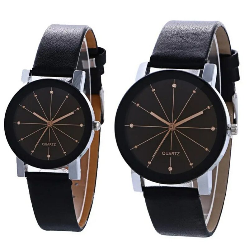 Relógio de pulso unissex com pulseira de couro, relógio redondo de quartzo com ponteiro para amantes da moda, uso diário, novo, 2021