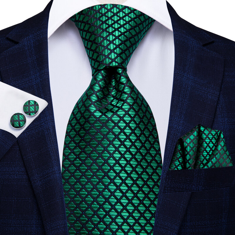 مرحبا التعادل البط البري الأخضر الصلبة بيزلي الحرير الزفاف التعادل للرجال تصميم الأزياء جودة منديل أزرار أكمام الرجال هدية ربطة العنق مجموعة دروبشيبينغ