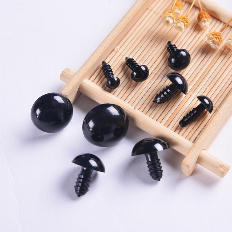 Ojos de peluche de plástico negro para muñecas, Ojos de seguridad de 10mm, piezas, para juguetes de Amigurumi, 6mm, 8mm, 12mm, 100