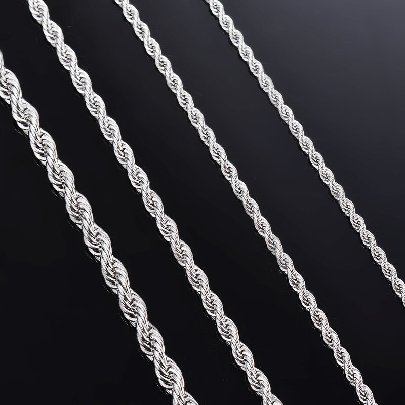 Collar de cadena de acero inoxidable para hombre y mujer, 1 pieza, ancho de 2mm/2,5mm/3mm/4mm/5mm/6mm