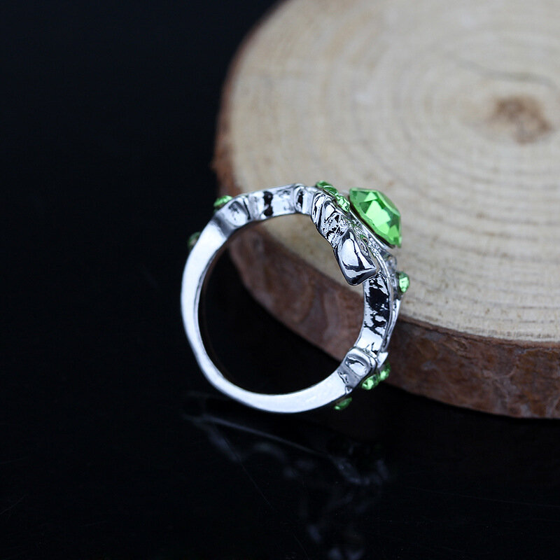 HP Potters biżuteria Vintage Slytherin lśniące zielone kryształowe pierścionki dla kobiet