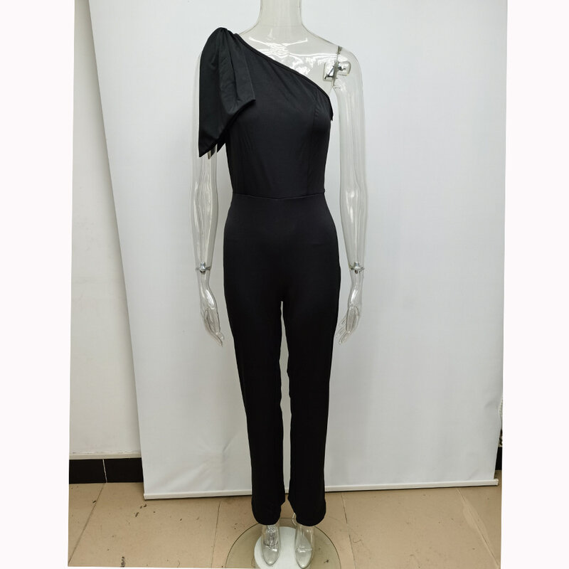 2020 패션 여성 Bodycon 점프 슈트 Rompers 블랙 한 어깨 이브닝 클럽 Playsuit 캐주얼 섹시한 여성 조깅 슈트 A2965