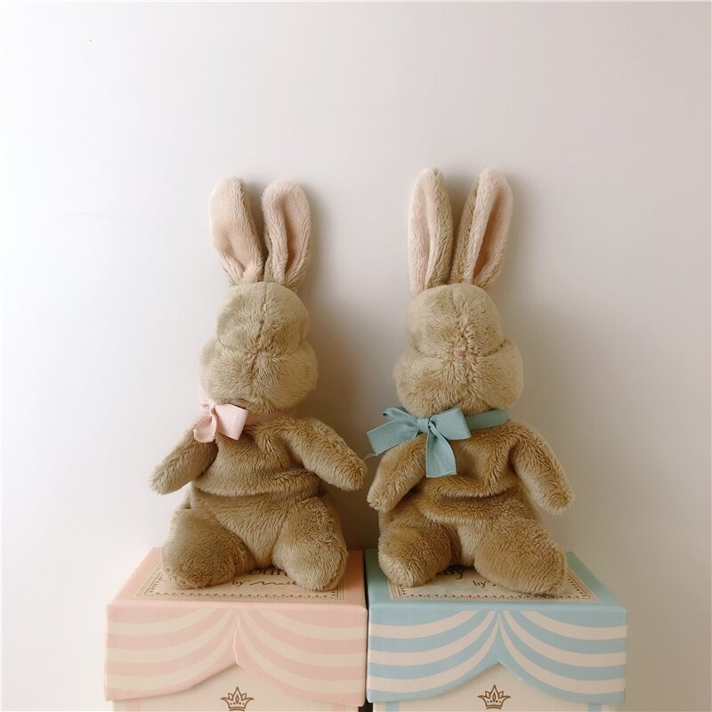 Ładny wzór pluszowy królik lalki dla dziecka dzieci uspokoić śpiący Bunny zabawki Kawaii Handmade noworodka brązowe króliki wypchana zabawka prezenty