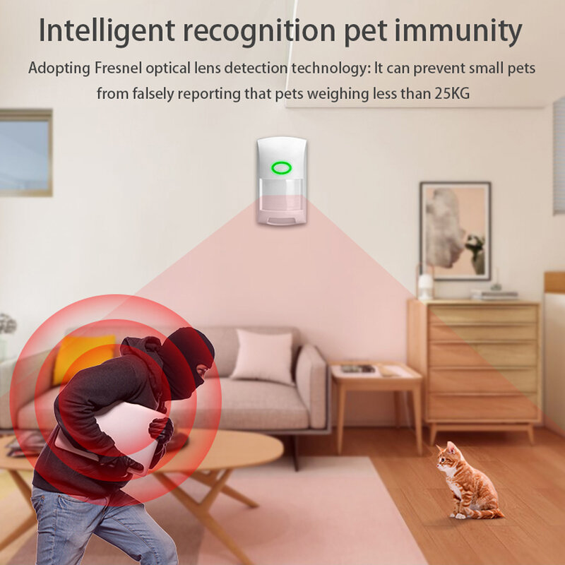 Tuya wifi detector de movimento 25kg pet sensor imune pir detectores infravermelhos app controle remoto alarme segurança em casa inteligente