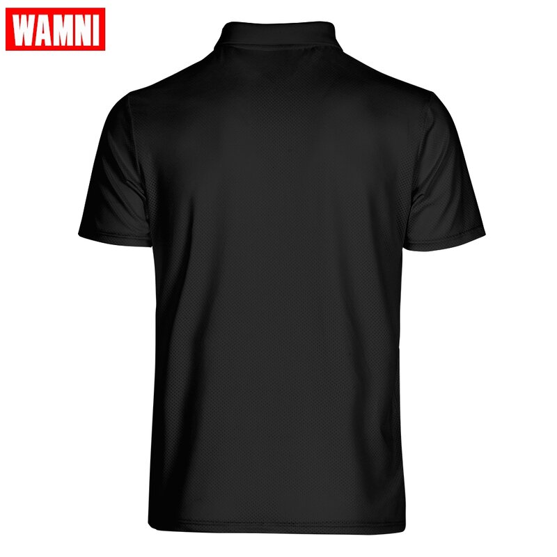 Wamni marca moda secagem rápida camisa esporte casual simples musculação 3d masculino manga curta turn-down colarinho-camisa
