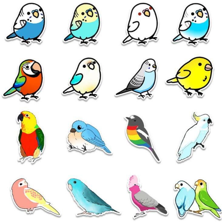 귀여운 만화 다채로운 새 그래피티 앵무새 룬 파티리지 플라밍고 스티커, 방수 스케이트보드 여행 가방, 10 개, 30 개, 50 개