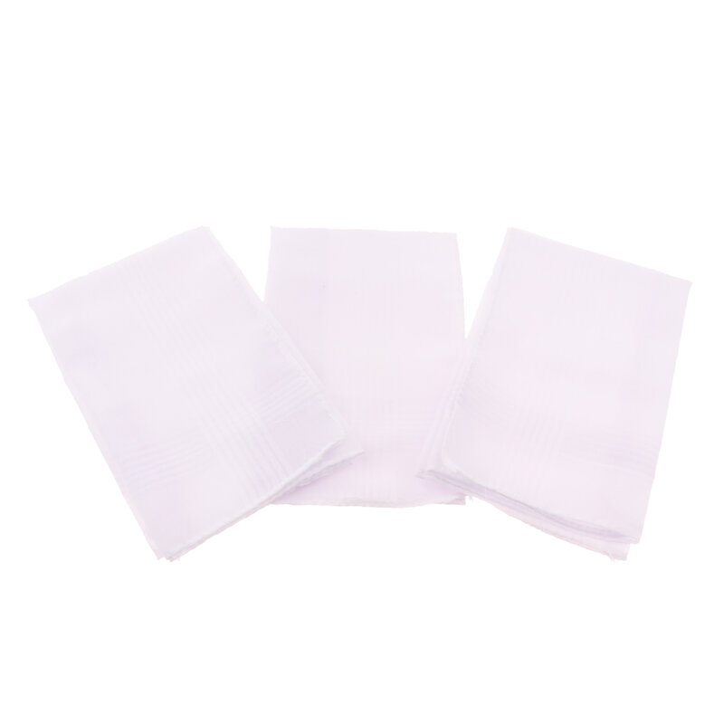 Pañuelos de algodón blanco sólido para hombres, pañuelos de boda para fiesta, paquete de 3 piezas
