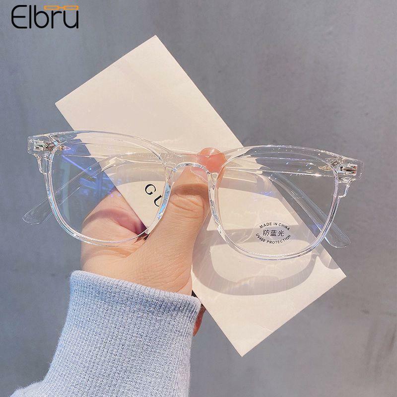 Elbro 블루라이트 방지 컴퓨터 근시 안경, 남녀공용 초경량 투명 라운드 근시 안경, 디옵터 0-600