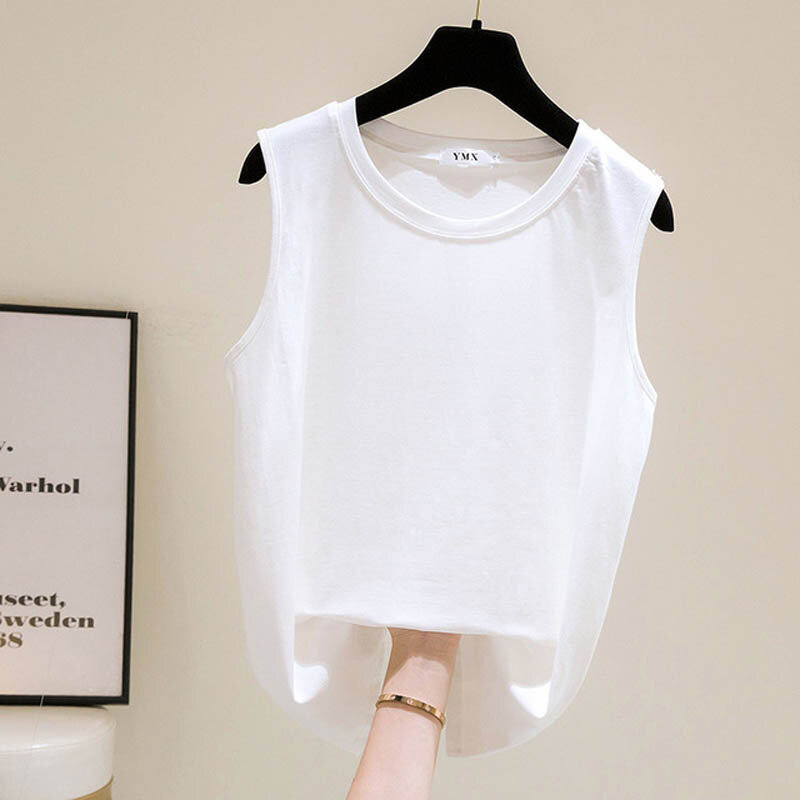 Camiseta sin mangas adelgazante para mujer, chaleco holgado de talla grande de 175Kg, 170cm, color blanco y negro, 2xl a 7xl