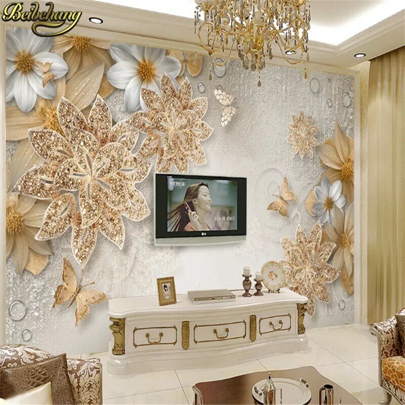 Papel tapiz estéreo 3d para sala de estar, Fondo de TV, papel de pared para dormitorio, decoración del hogar, murales 3D grandes