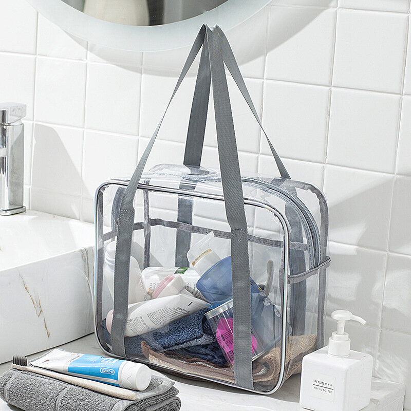 Unisex ขนาดใหญ่ PVC กันน้ำกันน้ำกระเป๋าเดินทางแบบพกพาแต่งหน้ากระเป๋าผู้หญิงอาบน้ำกระเป๋าอุปกรณ์อาบน้ำกระเป๋าถือ