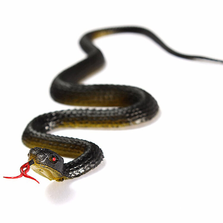 Черно-желтая искусственная змея, искусственная змея, маленькая змея, мягкая резиновая змея, пластиковая целая страшная игрушка