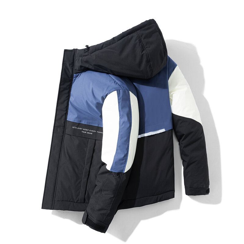 Abrigos de plumón de pato para hombre, chaquetas impermeables de retales a la moda, con capucha, JK-866, invierno, 90%