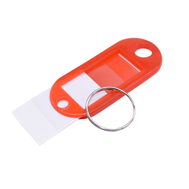 Porte-clés en plastique coloré avec anneau fendu, étiquettes numérotées, étiquette d'identification de nom de bagage, 50 pièces par lot