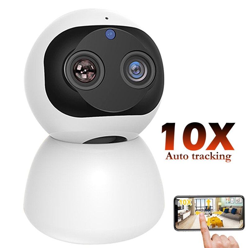 Caméra de surveillance intérieure IP WiFi FHD 1080P PTZ 360, dispositif de sécurité sans fil, avec n'aime x10, détection de mouvement, pour surveiller bébé et animal de compagnie