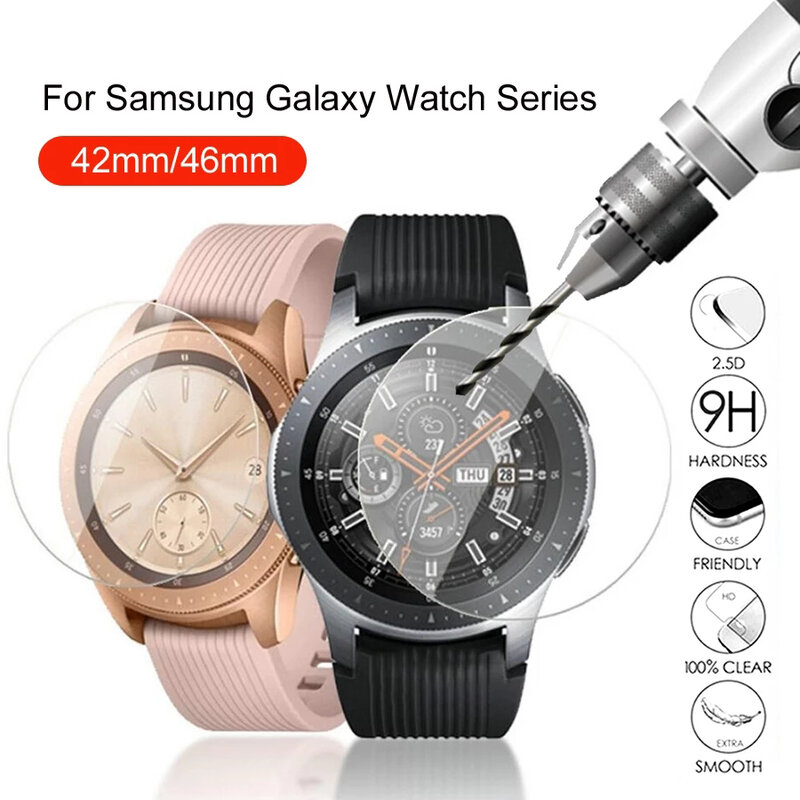 Protectores de pantalla de vidrio para Samsung Galaxy Watch, película de protección templada, cobertura resistente a los arañazos, 42mm, 46mm, 1-4 unidades
