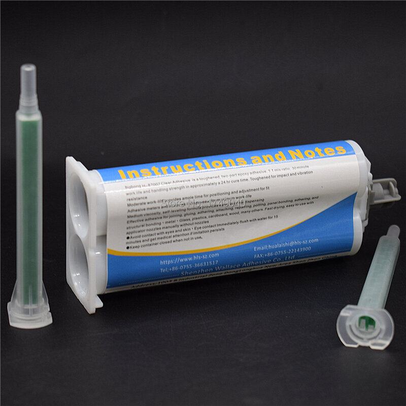 50ml Epoxy Resin Structural Glue 1:1 Strong Adhesive AB Glue with 2pc Mixing Nozzle for Wood Glass Plastic Metal Ceramic Bonding