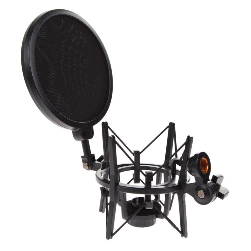Stand Mikrofon Profesional Mic Shock Universal Mount dengan Shield Articulating Head Holder Stand Bracket untuk Studio Broadcast