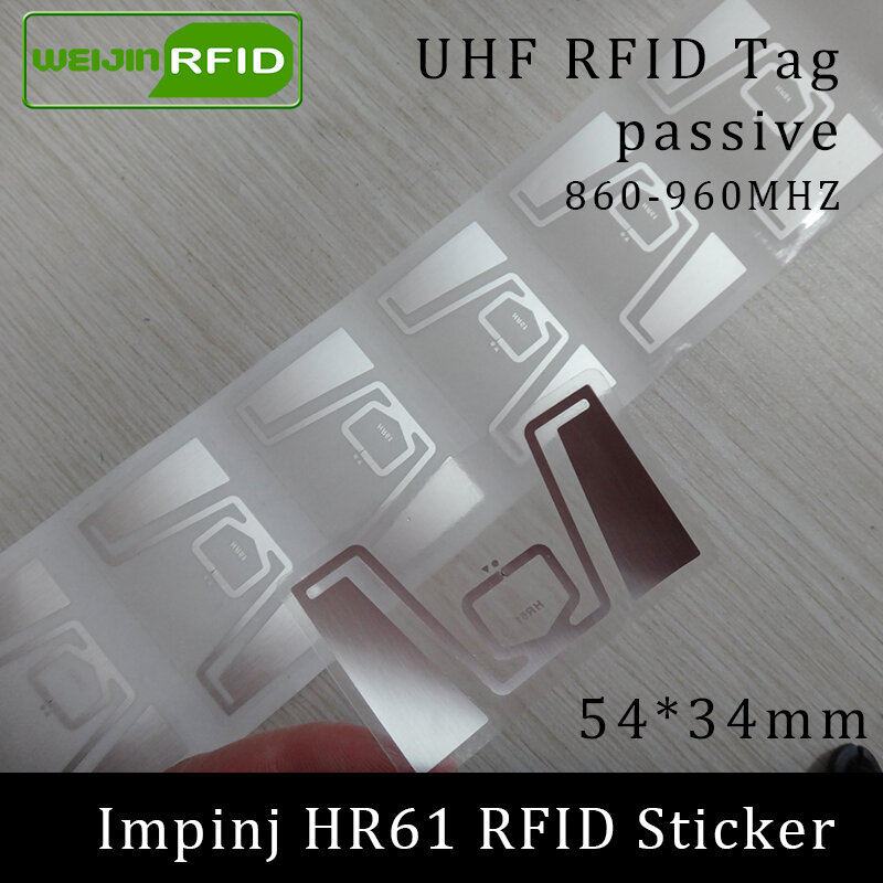 Etiqueta adesiva rfid uhf, hr61 impinj monza r6, chip mr6 860-960mhz 900 915 mhz higgs3 epcc1g2 6c, etiqueta passiva para cartão inteligente