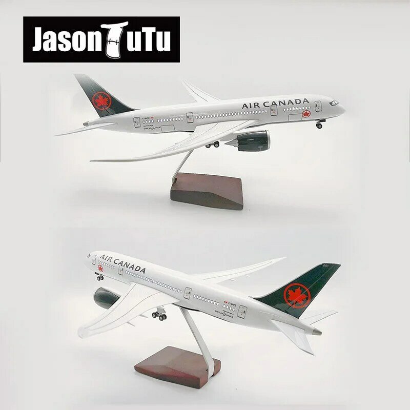 Jason-avião tutu de 43cm, modelo de avião air canadá, b787, 1/160, escala, luz e resina fundida, coleção de presentes