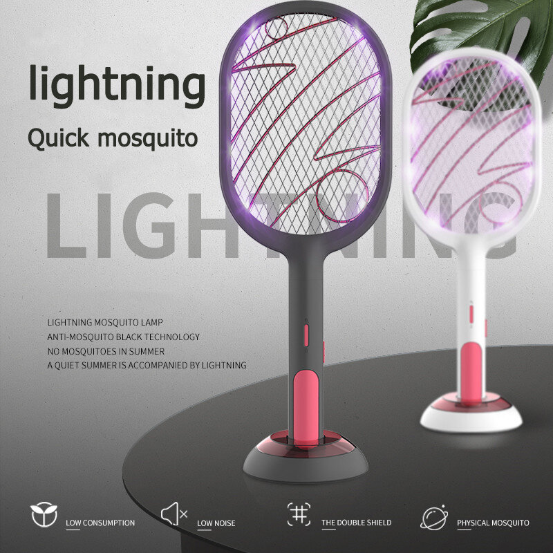 Raquete elétrica usb recarregável, raquete de mão recarregável para proteção de mosquitos, armadilha assassina para casa