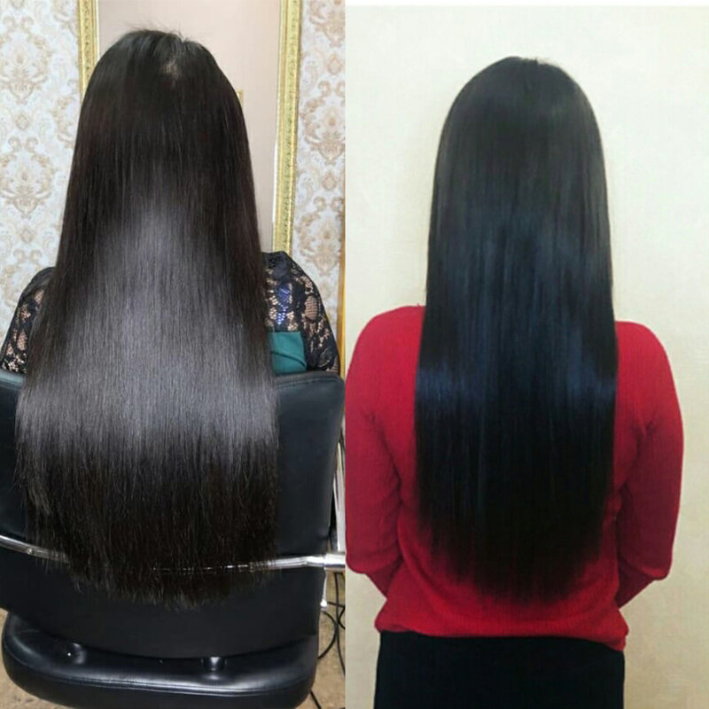 Amanda rambut manusia ditarik ganda bundel jalinan rambut Peru 8-24 inci rasio 100% lurus M jalinan rambut manusia Virgin 4 bundel