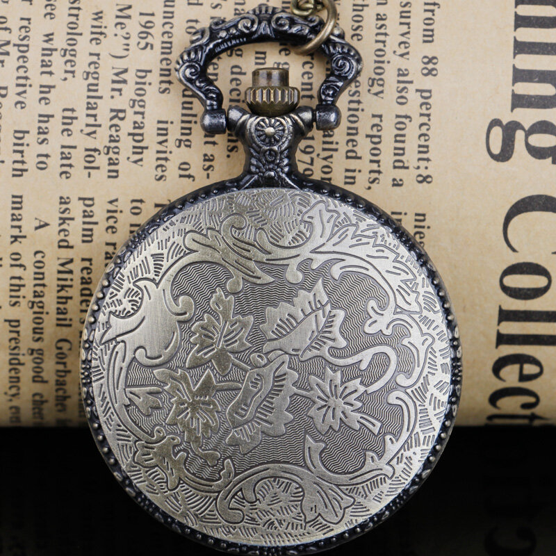 Vintage Letter Fob Pocket Watch Bronze Exquisite Pendant Watch Men Women Necklace Chain reloj de bolsillo