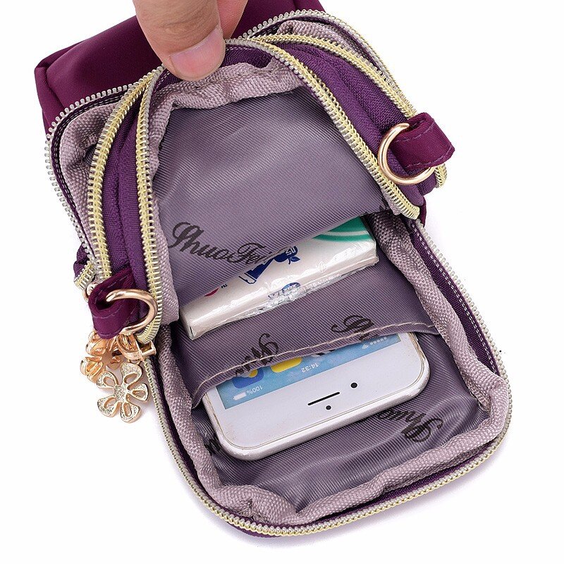 Bolsos cruzados de nailon impermeables para mujer, bolso de hombro pequeño para teléfono móvil, bolsa deportiva